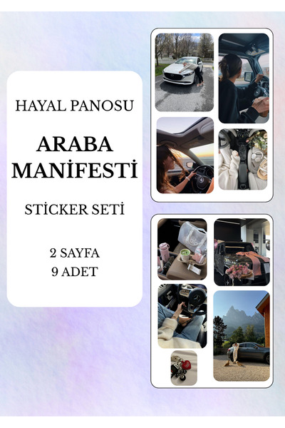 ANSHA CRAFTS Hayal Panosu "ARABA MANİFESTİ" -Vision Board Sticker Seti (2 Say...