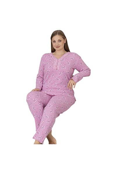 İNSPİRA Plus Size Oversized Pajama Set Patterned Long Sleeve Winter Fabric