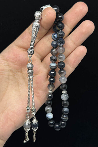 Fabula Silver Akik Tesbih Kişiye Özel Harfli Erkek Hediye Doğal Taş Tespih