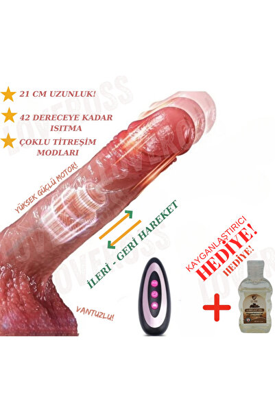 21CM Uzaktan Kumandalı | İleri - Geri Hareket | Isıtmalı | Titreşim | Pro Damarlı Dildo Vibratör V3