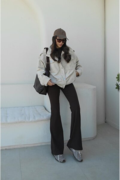 Havoş Stone Color Premium Fabric Leather Suede Jacket