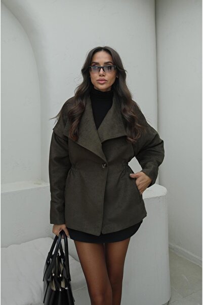 Havoş Khaki Elasticated Suede Jacket