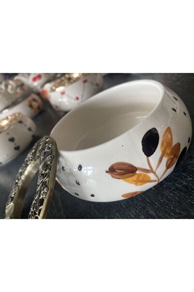 RGS HOMELİFE Handmade Ashtray with Flower and Fruit Patterns with Lid, Decorative Gift Presentation Tray