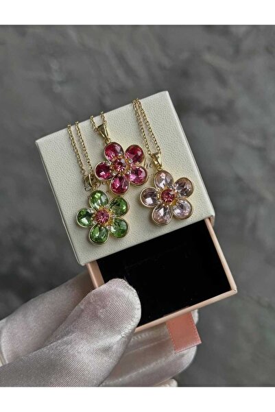 Bubbleatelier Yesil çiçek gold detaylı kolye