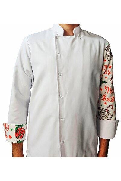 Ant Rotagrup Üniforma ve İş Elbiseleri Chef Jacket Patterned Unisex Snap Fastener Long Sleeve Chef Cook Kitchen Jacket Candy Patterned