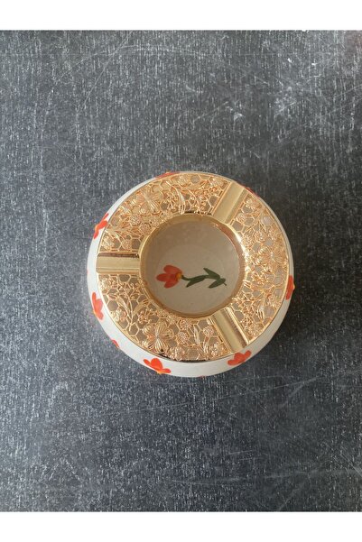 RGS HOMELİFE Handmade Ashtray with Flower and Fruit Patterns with Lid, Decorative Gift Presentation Tray