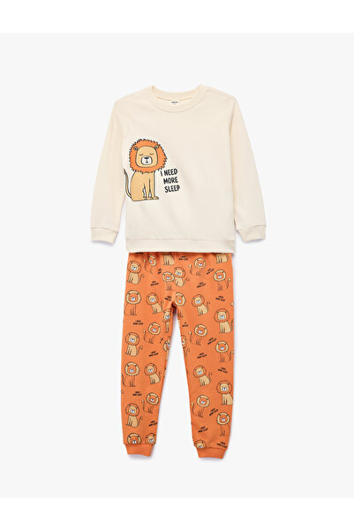 Koton Lion Printed 2-Piece Cotton Pajama Set
