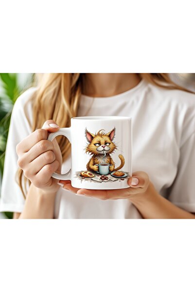 Beramussa كوب قهوة على شكل قطة برتقالية نائمة - هدية كوب بتصميم خاص لمحبي القطط