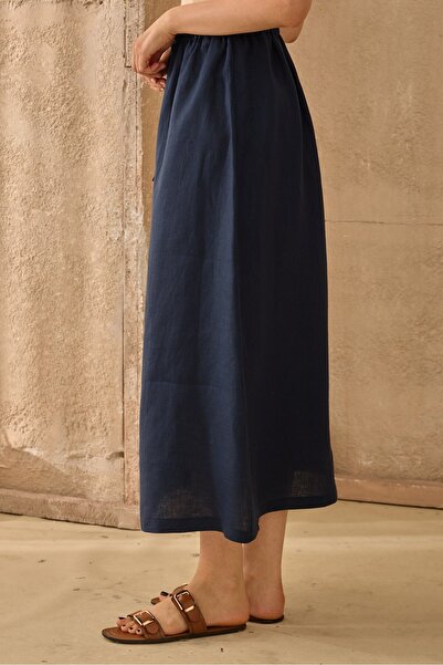 QANU Nola Linen Set Navy Blue