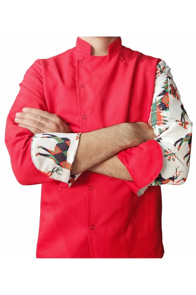 Ant Rotagrup Üniforma ve İş Elbiseleri Шефска яке с дълги ръкави, с копчета, с мотив на елен, унисекс