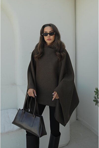 Havoş Καφέ μάλλινο παλτό με κουκούλα