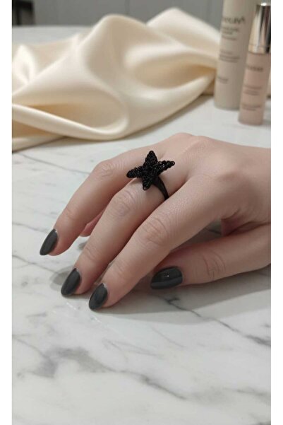Anziano bijuteri Black Star Ring Adjustable