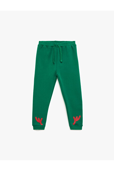 Koton New Year's Jogger Sweatpants with Tie-Up Waist and Print Detail