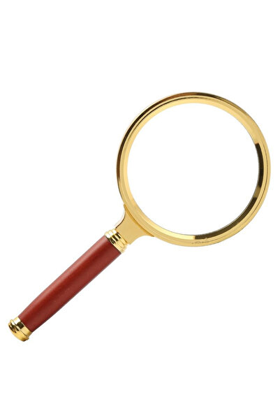 OEM Lupa cu maner, 5x/10x, 90 mm, auriu, lemn