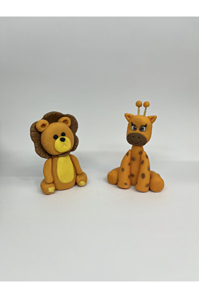 uğurarslan butik ASLAN VE ZÜRAFA FİGÜRLÜ ŞEKER HAMURU - PASTA SÜSÜ - DOĞUM GÜ...