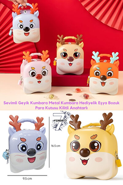 Fırsat7 Χαριτωμένο μεταλλικό κουτί αποθήκευσης νομισμάτων σε σχήμα ελαφιού με...