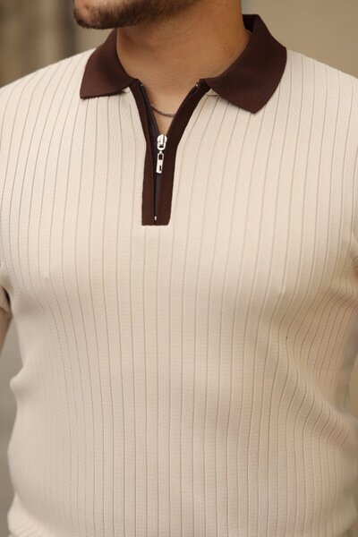 JANES Men's Long Sleeve Knitwear with Sleeve and Collar Detailing