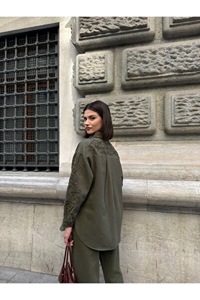 MİA NOURA Women's Pockets, Sleeves and Back Are Embroidered