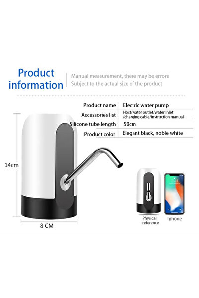 OEM Electric water bottle pump, USB charging, LED indicator, Black/White