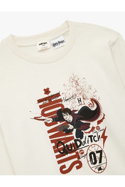 Koton Cotton Harry Potter Printed Long Sleeve Licensed Oversize T-Shirt