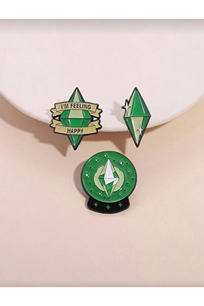 redame Sims oyun yeşil 3 adet Komik Sanat Tarihi Pinterest Premium Pin Rozet Aksesuar