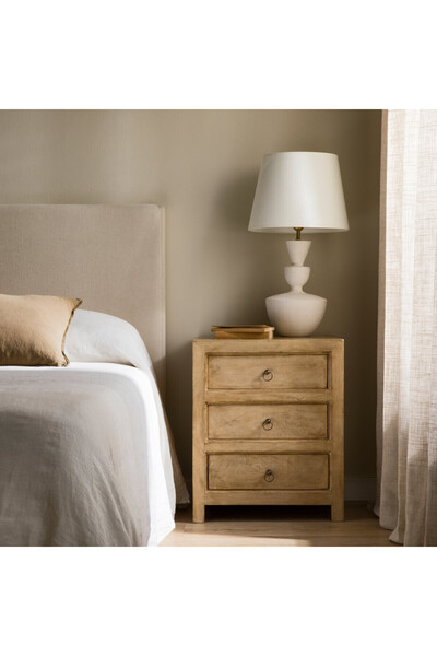 Creawood Rustik Masif Meşe Vintage Komodin, Başucu Masası