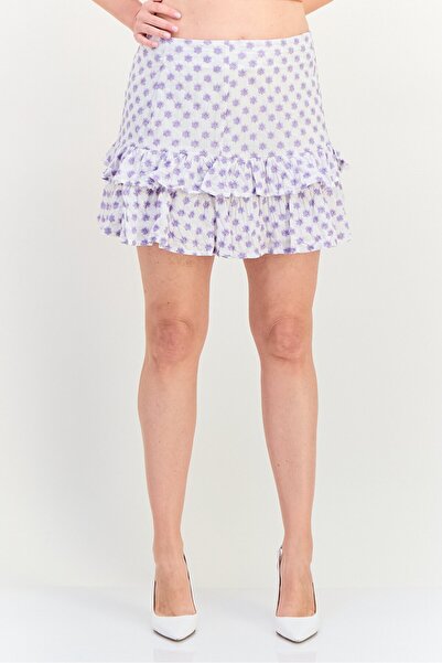 Glamorous Women Embroidered Mini Skirts, Multicolor