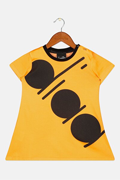 Diadora Toddlers Girl Brand Logo Mini Casual Dress, Orange/Black