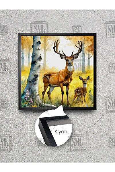 SML TABLO Majka jelen, jelenče, divlje životinje, irvas, uokvirena kvadratna ...