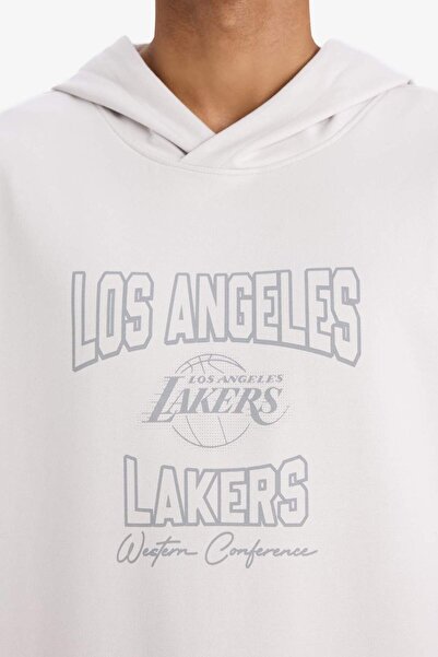 DeFacto Defactofit Nba Los Angeles Lakers Boxy Fit Hooded Back Printed Short Sleeve T-Shirt E8766Ax25Au