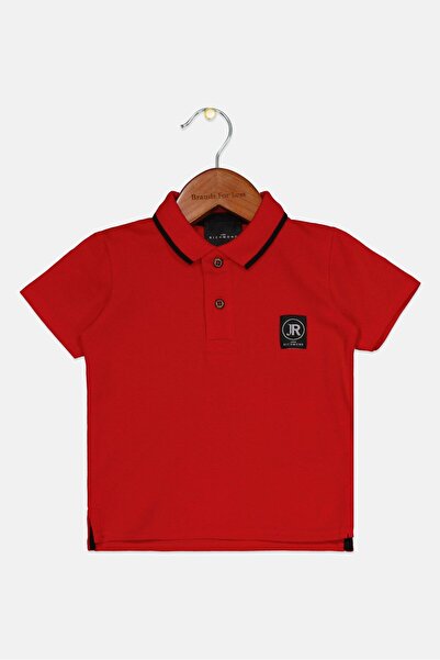 John Richmond Toddlers Boy Spread Collar Short Sleeve Brand Logo Polo Shirt, Red