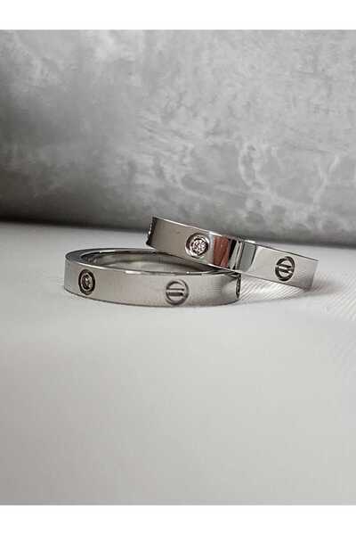 ZÜLİSCH خاتم فولاذي مع حجر فضي اللون