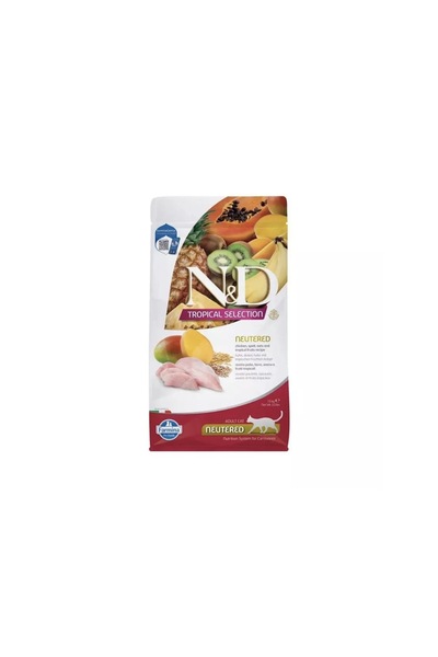 Farmin Dry food with chicken, wheat, oats and tropical fruits for sterilized adult cats 10 kg