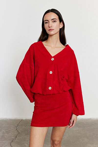 FACETTE Towel Fabric Skirt Red