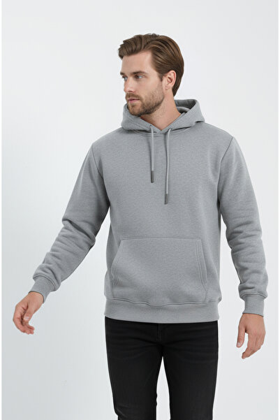 Sizce Moda Erkek Kanguru Cepli Sweatshirt 3 İplik Yumuşak Kumaş