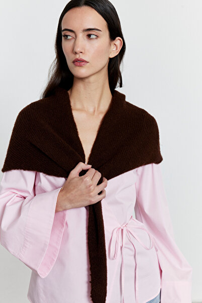 FACETTE Plain Knit Scarf Bitter Brown