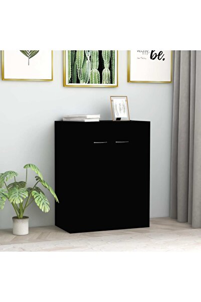 vidaxl خزانة جانبية سوداء 60x30x75 سم من الخشب الهندسي