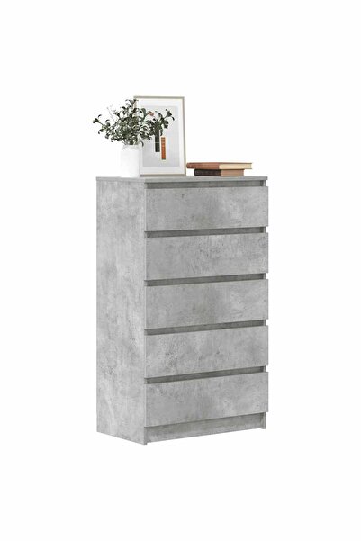 vidaxl Drawer Cabinet Concrete Gray 60x36x103 cm Engineered Wood