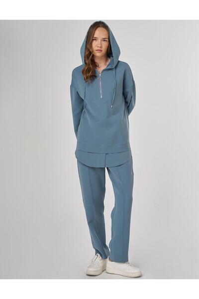 Kayra Off-Shoulder Two-Piece Suit Foggy Blue