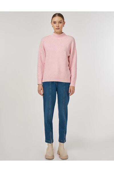 Kayra Pearl Detailed Knitwear Sweater Powder