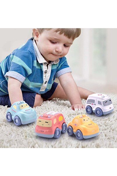 COOYA Cartoon Cars With Lights And Sounds For Toddler, Set Of 4 Units Educational Vehicles For Kids