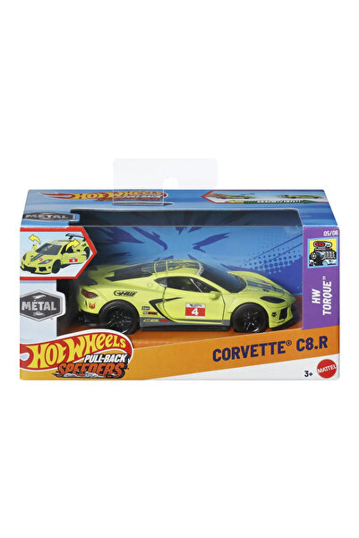 mattel HOT WHEELS METAL CAR WITH PULL BACK SYSTEM CORVETTE C8.R HW TORQUE SCALE 1 TO 43