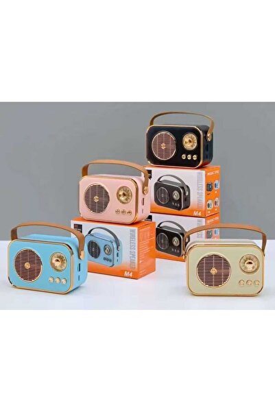 Asel Aksesuarcı Retro Bluetooth Hoparlör - Radyo Görünümlü Taşınabilir Speaker M4 Yüksek Ses Kaliteli Ses Bombası
