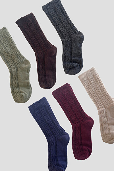 Defne Baby 5+1 Pair Premium Cotton Jacquard Patterned Baby Socks Set – Avocado Collection