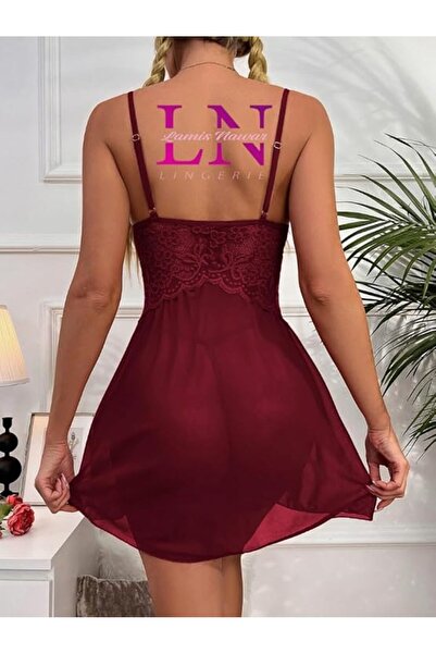 Lamis Nawar Lace & Mesh Babydoll Nightgown - Multi-color - One Size (Model 422)