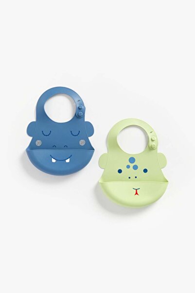 MOTHERCARE Faces Crumb-Catcher Silicone Bibs - 2 Pack