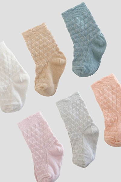 Defne Baby 5+1 Pair Premium Cotton Thin Jacquard Patterned Baby Socks Set – Macaron Collection