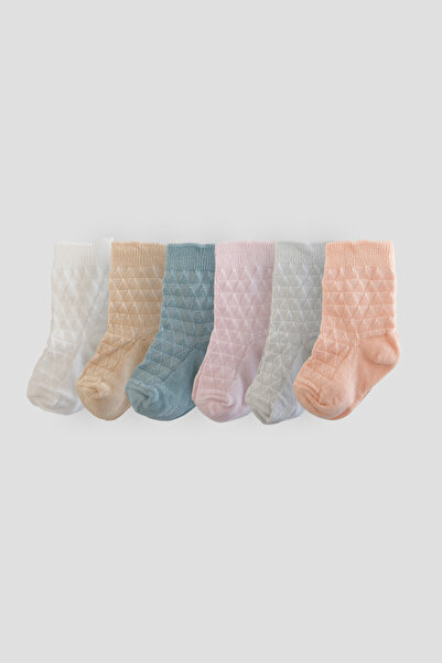 Defne Baby 5+1 Pair Premium Cotton Thin Jacquard Patterned Baby Socks Set – Macaron Collection