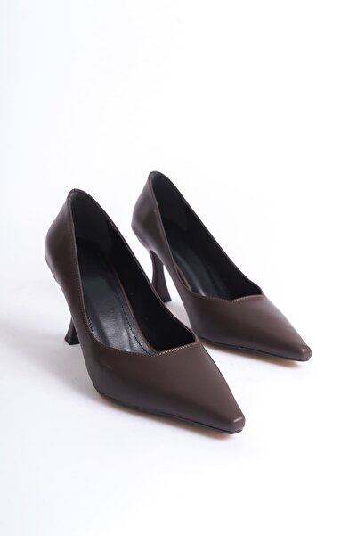 modaserdem Modasrdm Women's Matte Bitter Brown Stiletto