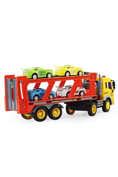 Glow Goods Lary Toys Truck with platform with 4 cars for children, accessories included